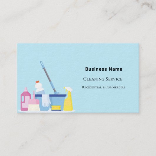 Carte De Visite Service de nettoyage bleu clair photo QR code prem (Devant)