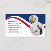 Carte De Visite Service de nettoyage bleu et rouge Maid de ménage (Dos)