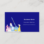 Carte De Visite Service de nettoyage bleu marine photo code QR (Devant)