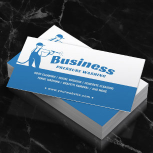 Carte De Visite Service de nettoyage bleu minimaliste à pression