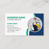 Carte De Visite Service de nettoyage bleu vert ménage (Devant)