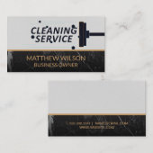 Carte De Visite Service de nettoyage | Boucle | Marbre noir (Devant / Derrière)