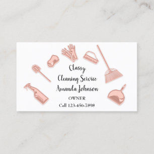 Carte De Visite Service de nettoyage classique Logo Or Maid Rose b