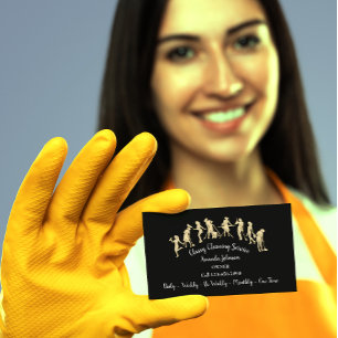 Carte De Visite Service de nettoyage classique Logo Or Maid Simple