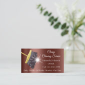 Carte De Visite Service de nettoyage classique Maid Gold Brown Ros (Debout devant)