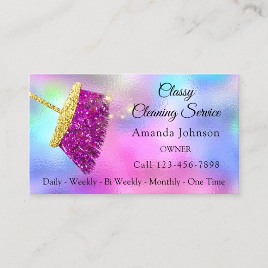Carte De Visite Service De Nettoyage Classique Maid Gold Fuchsia R (Devant)