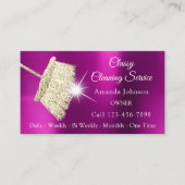 Carte De Visite Service De Nettoyage Classique Maid Gold Fuchsia R (Devant)