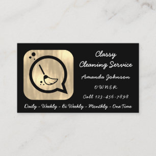 Carte De Visite Service De Nettoyage Classique Maid Gold Groom Log