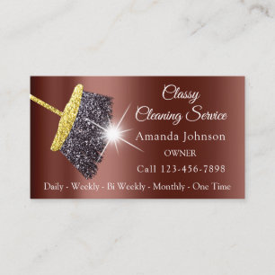 Carte De Visite Service de nettoyage classique Maid Gold Rose Brow