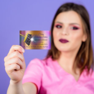 Carte De Visite Service de nettoyage classique Maid Gold Silver Ho