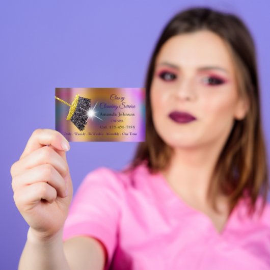 Carte De Visite Service de nettoyage classique Maid Gold Silver Ho