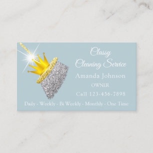 Carte De Visite Service De Nettoyage Classique Maid Silver Broom C