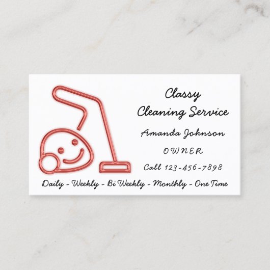 Carte De Visite Service De Nettoyage Classique Maid Vacuum Cleaner (Devant)