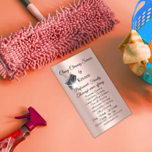 Carte De Visite Service de nettoyage classique Maison Rose QRCode