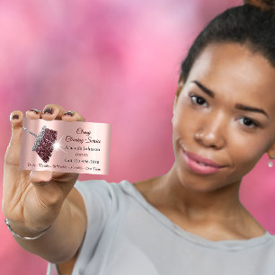 Carte De Visite Service De Nettoyage Classique Rose Argent Rose