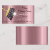 Carte De Visite Service De Nettoyage Classique Rose D'Argent Gris  (Devant / Derrière)
