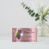 Carte De Visite Service De Nettoyage Classique Rose D'Argent Gris  (Debout devant)