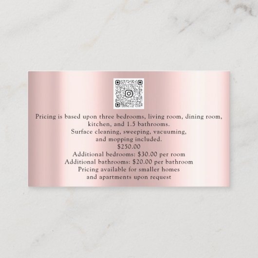 Carte De Visite Service de nettoyage classique Rose domestique Sil (Dos)