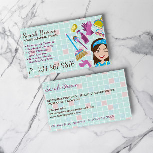 Carte De Visite Service de nettoyage Dame Janitorial