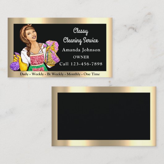 Carte De Visite Service De Nettoyage De Bureau Maison Classique Ma (Devant / Derrière)