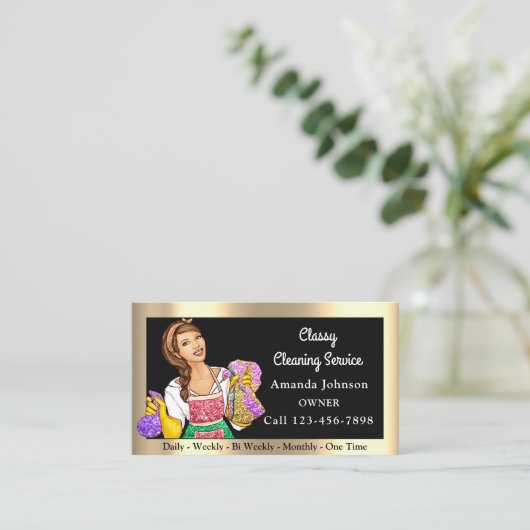 Carte De Visite Service De Nettoyage De Bureau Maison Classique Ma (Debout devant)