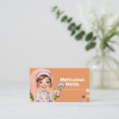 Carte De Visite Service De Nettoyage De Cartoon Élégant Et Rétro (Debout devant)