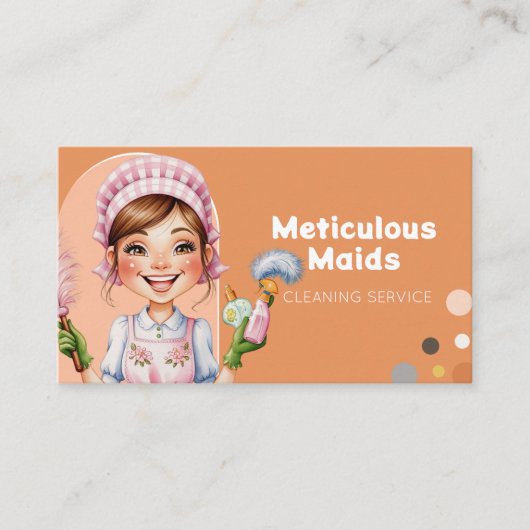Carte De Visite Service De Nettoyage De Cartoon Élégant Et Rétro (Devant)