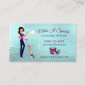 Carte De Visite Service De Nettoyage De Cartoon Maid Turquoise (Devant)