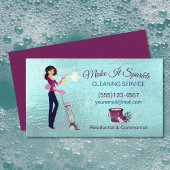 Carte De Visite Service De Nettoyage De Cartoon Maid Turquoise