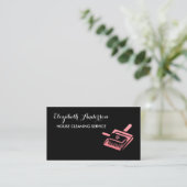 Carte De Visite Service de nettoyage de chambre rose et de maison  (Debout devant)