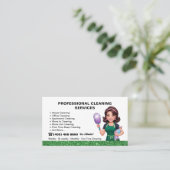 Carte De Visite Service de nettoyage de concierge vert (Debout devant)