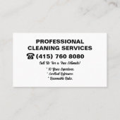 Carte De Visite Service de nettoyage de concierge vert (Dos)