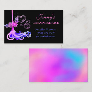 Carte De Visite Service de nettoyage de la florale rose et bleu ch