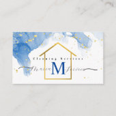 Carte De Visite Service de nettoyage de la maison en marbre bleu d (Devant)