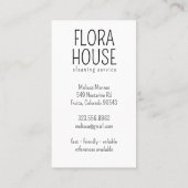 Carte De Visite Service de nettoyage de la maison Logo de la main  (Dos)