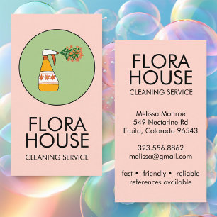 Carte De Visite Service de nettoyage de la maison Spray Bottle Flo