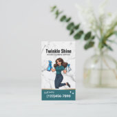 Carte De Visite Service de nettoyage de la maison Turquoise modern (Debout devant)