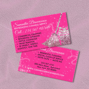 Carte De Visite Service de nettoyage de luxe rose néon femme de mé