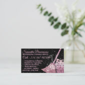Carte De Visite Service De Nettoyage De Luxe Rose Noir Maid (Debout devant)