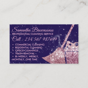 Carte De Visite Service de nettoyage de luxe violet femme de ménag