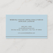 Carte De Visite Service de nettoyage de maison Blue Drawing Cleane (Dos)