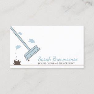 Carte De Visite Service de nettoyage de maison Blue Drawing Cleane