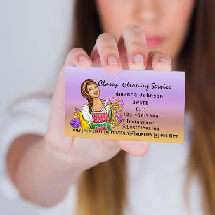 Carte De Visite Service De Nettoyage De Maison Classique Maid Purp