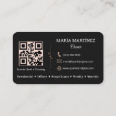 Carte De Visite Service de nettoyage de maison Code QR noir (Dos)
