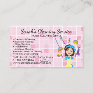 Carte De Visite Service de nettoyage de maison de bonne de dessin
