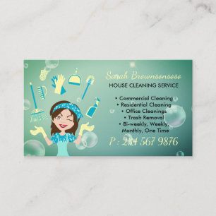 Carte De Visite Service de nettoyage de maison de bonne de dessin 