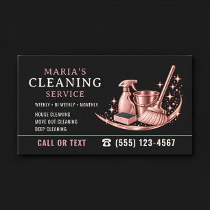 Carte De Visite Service de nettoyage de maison de bonne rose moder