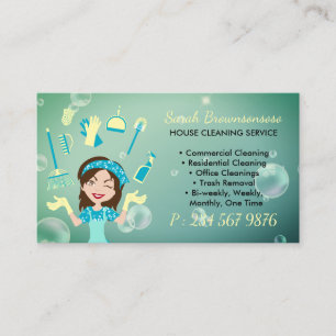 Carte De Visite Service de nettoyage de maison de femme de chambre