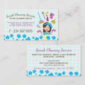 Carte De Visite Service de nettoyage de maison de femme de ménage (Devant / Derrière)