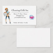 Carte De Visite Service de nettoyage de maison de fille de dessin  (Devant / Derrière)